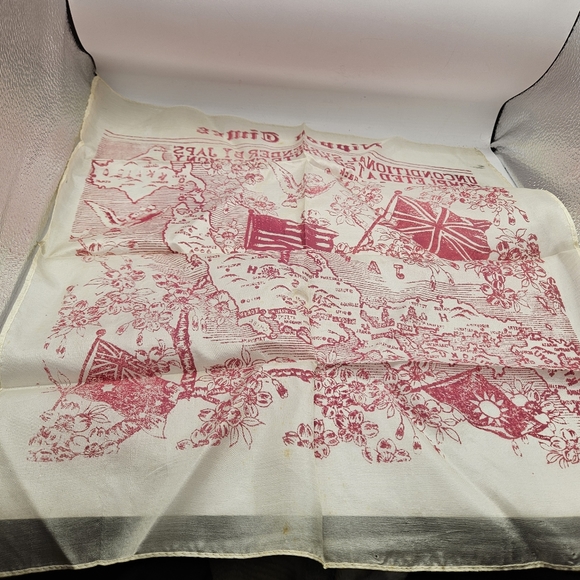 1945 Surrender Of Japan Silk Map Handkerchief Souvenir - Nippon Times 17x17 Used - Picture 3 of 14